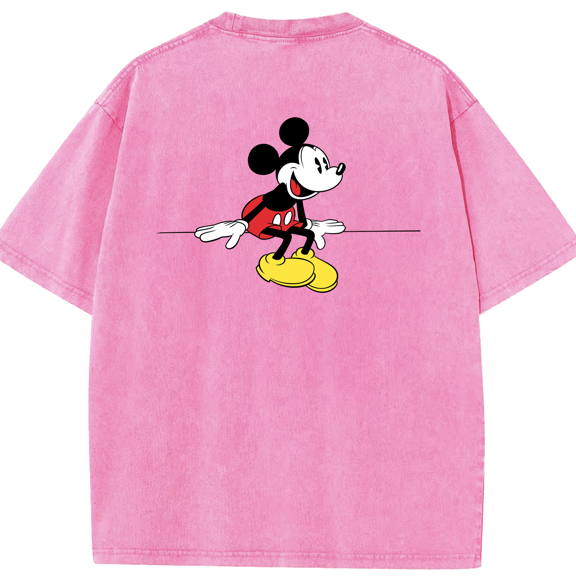 （画像用） ミッキーマウス Mickey Mouse 綿100% ヴィンテージ風 半袖Tシャツ（背面プリント）